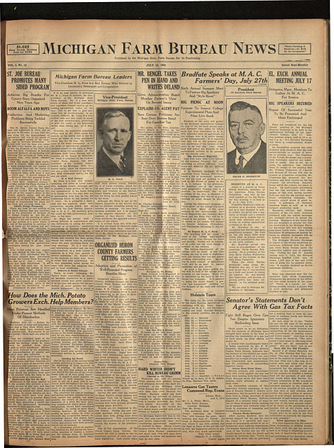 Michigan Farm Bureau news. (1923 July 13)