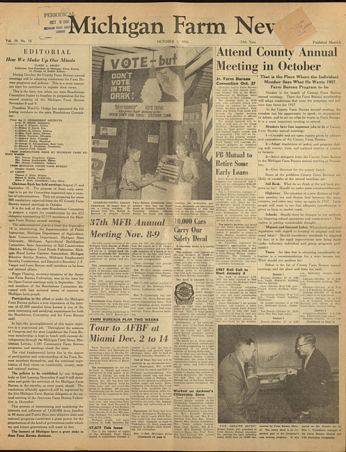 Michigan farm news. (1956 October 1)