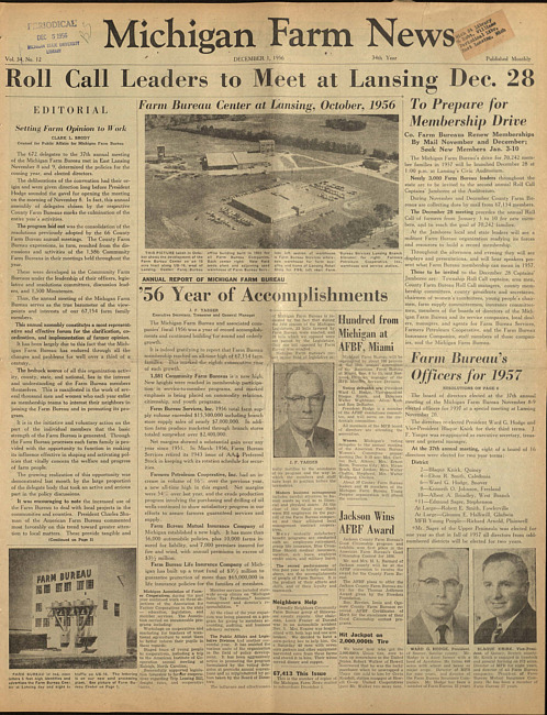 Michigan farm news. (1956 December 1)