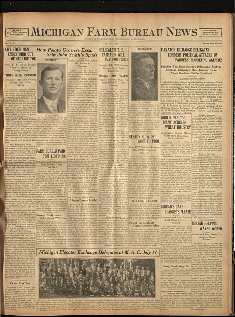 Michigan Farm Bureau news. (1923 July 27)