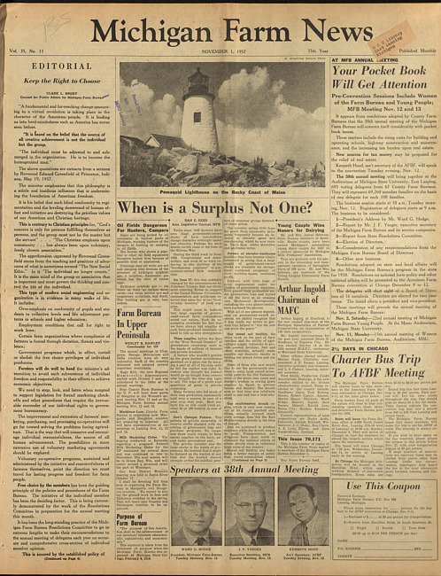 Michigan farm news. (1957 November 1)