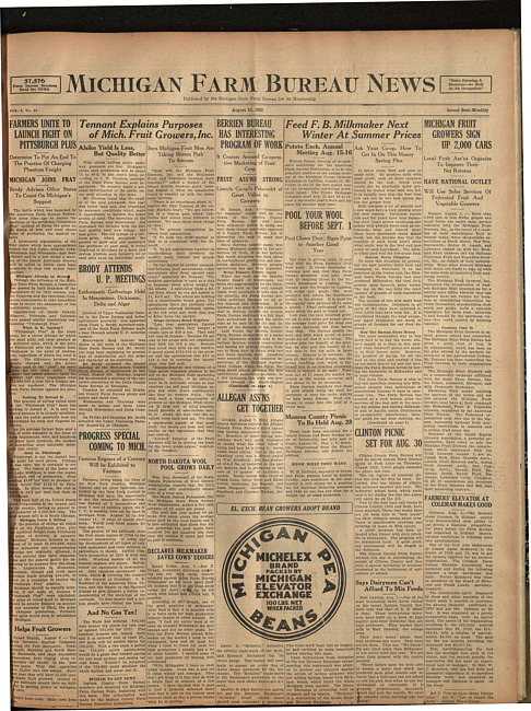 Michigan Farm Bureau news. (1923 August 10)