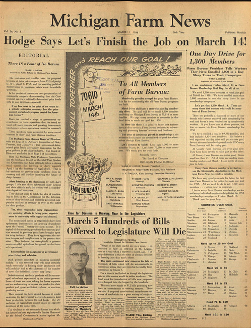 Michigan farm news. (1958 March 1)