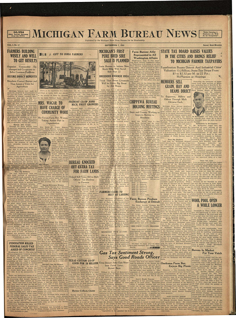 Michigan Farm Bureau news. (1923 September 7)