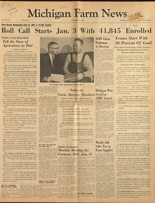 Michigan farm news. (1961 January 1)