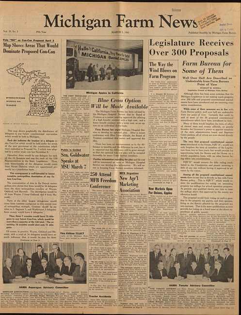 Michigan farm news. (1961 March 1)