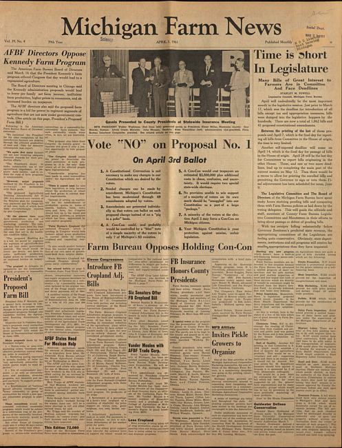 Michigan farm news. (1961 April 1)