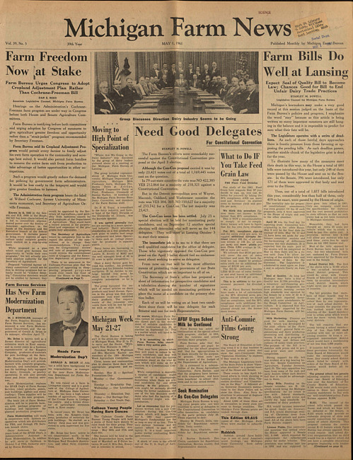 Michigan farm news. (1961 May 1)