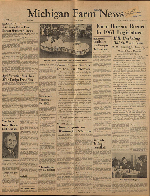 Michigan farm news. (1961 June 1)