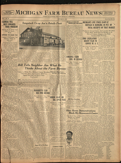 Michigan Farm Bureau news. (1923 October 13)