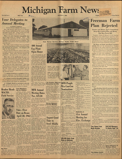 Michigan farm news. (1961 August 1)