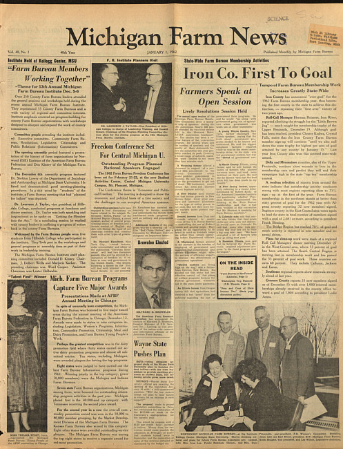 Michigan farm news. (1962 January 1)