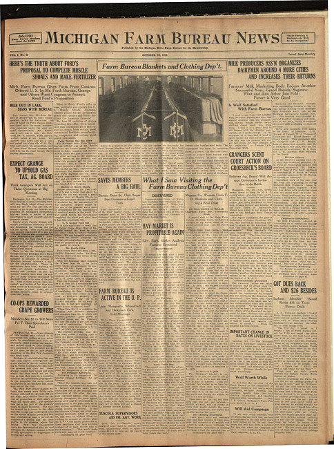 Michigan Farm Bureau news. (1923 October 26)