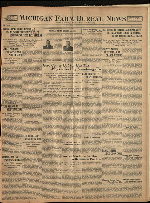 Michigan Farm Bureau news. (1923 November 9)