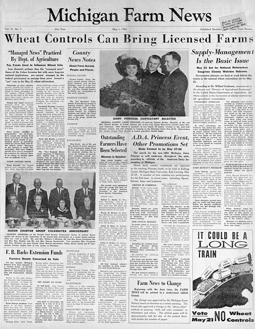 Michigan farm news. (1963 May)