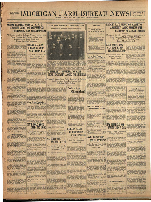Michigan Farm Bureau news. (1924 January 25)