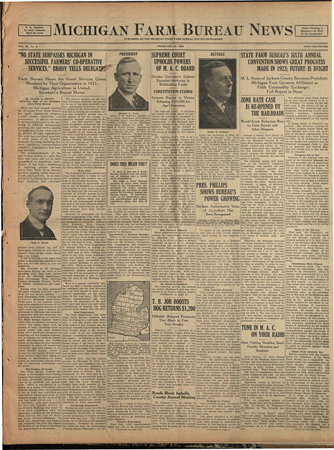 Michigan Farm Bureau news. (1924 February 15)