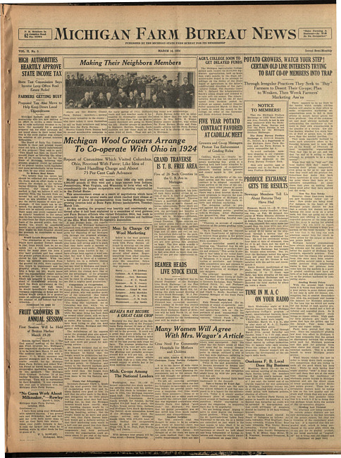 Michigan Farm Bureau news. (1924 March 14)