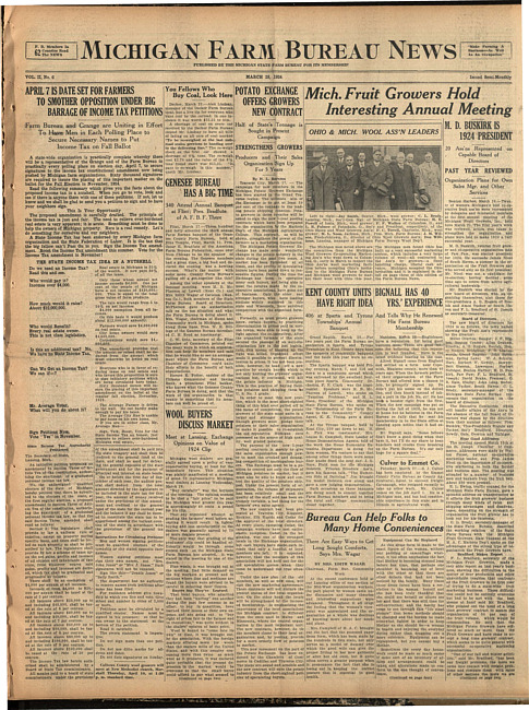 Michigan Farm Bureau news. (1924 March 28)