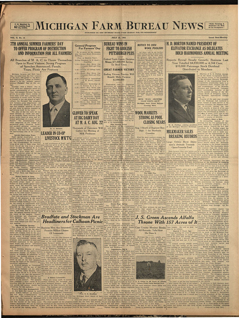 Michigan Farm Bureau news. (1924 July 25)