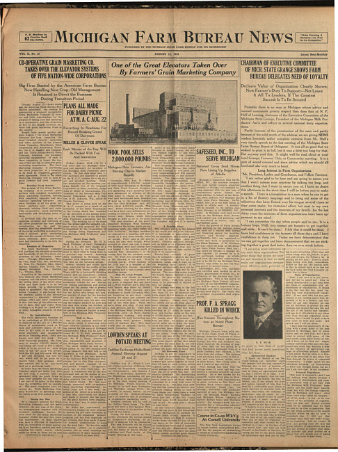 Michigan Farm Bureau news. (1924 August 15)