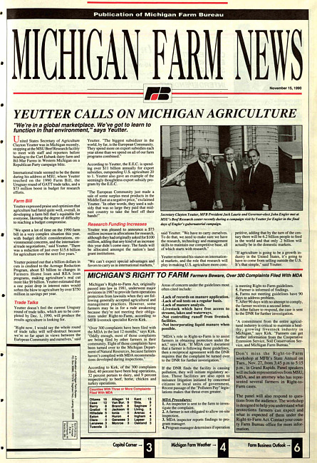 Michigan farm news : publication of Michigan Farm Bureau. (1990 November)