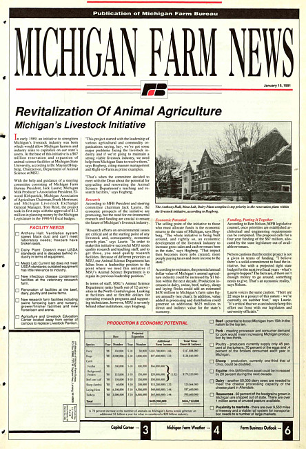 Michigan farm news : publication of Michigan Farm Bureau. (1991 January 15)