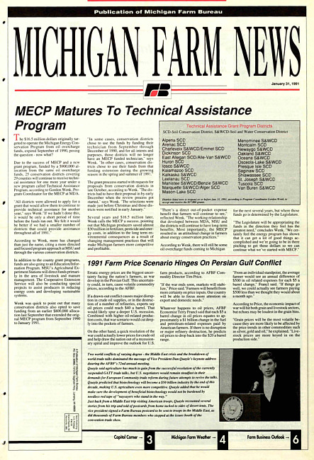 Michigan farm news : publication of Michigan Farm Bureau. (1991 January 31)