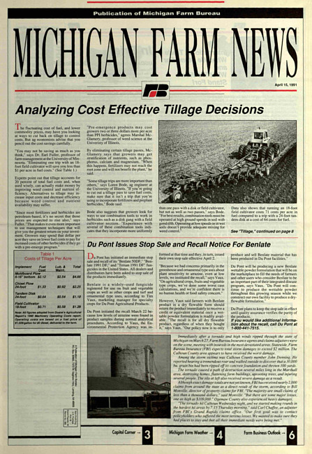 Michigan farm news : publication of Michigan Farm Bureau. (1991 April 15)