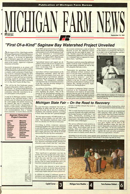 Michigan farm news : publication of Michigan Farm Bureau. (1991 September 16)