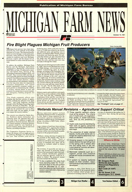 Michigan farm news : publication of Michigan Farm Bureau. (1991 October 15)