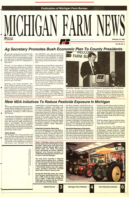 Michigan farm news : publication of Michigan Farm Bureau. (1992 February 15)