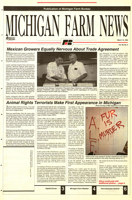 Michigan farm news : publication of Michigan Farm Bureau. (1992 March 15)