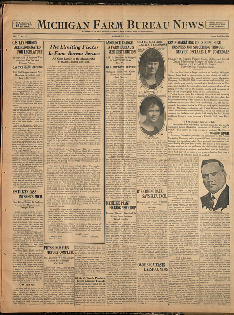 Michigan Farm Bureau news. (1924 October 3)