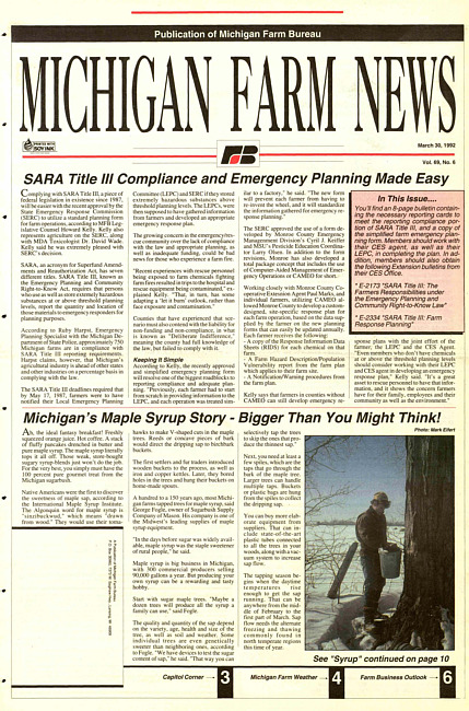 Michigan farm news : publication of Michigan Farm Bureau. (1992 March 30)
