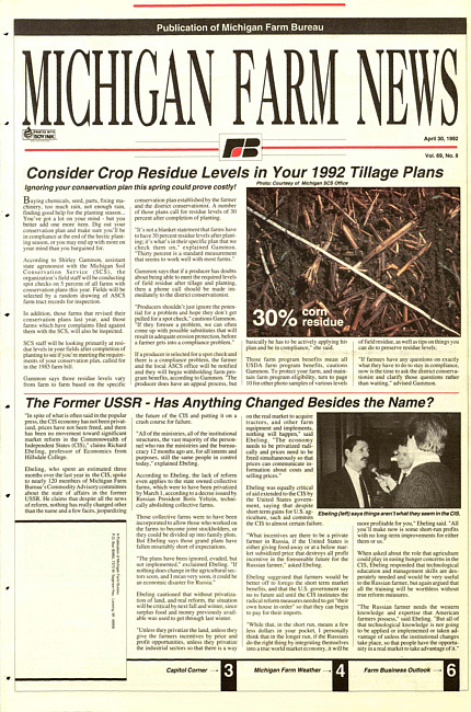 Michigan farm news : publication of Michigan Farm Bureau. (1992 April 30)