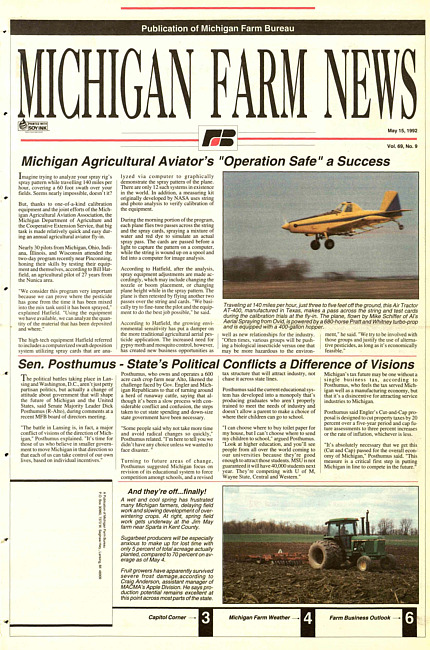 Michigan farm news : publication of Michigan Farm Bureau. (1992 May 15)