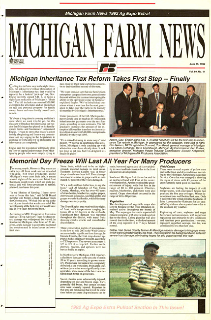 Michigan farm news : publication of Michigan Farm Bureau. (1992 June 15)