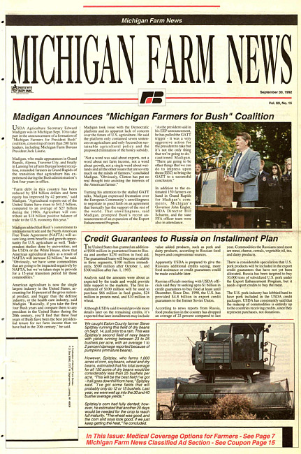 Michigan farm news : publication of Michigan Farm Bureau. (1992 September 30)