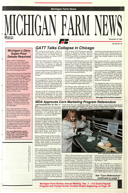 Michigan farm news : publication of Michigan Farm Bureau. (1992 November 16)