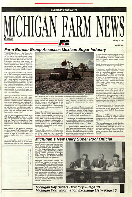 Michigan farm news : publication of Michigan Farm Bureau. (1993 January 16)