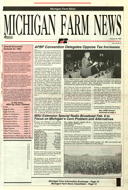 Michigan farm news : publication of Michigan Farm Bureau. (1993 January 30)