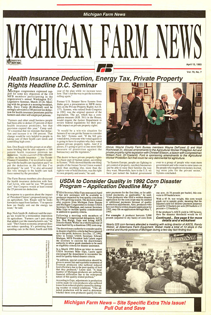 Michigan farm news : publication of Michigan Farm Bureau. (1993 April 15)