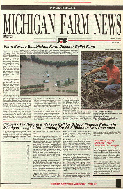 Michigan farm news : publication of Michigan Farm Bureau. (1993 August 15)
