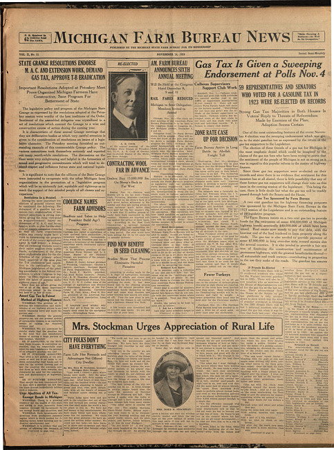 Michigan Farm Bureau news. (1924 November 14)