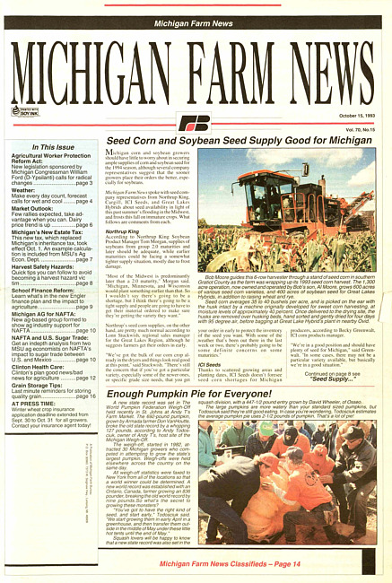 Michigan farm news : publication of Michigan Farm Bureau. (1993 October 15)