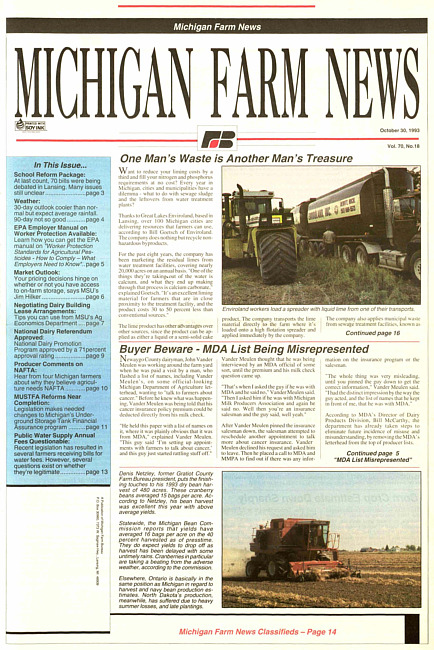 Michigan farm news : publication of Michigan Farm Bureau. (1993 October 30)