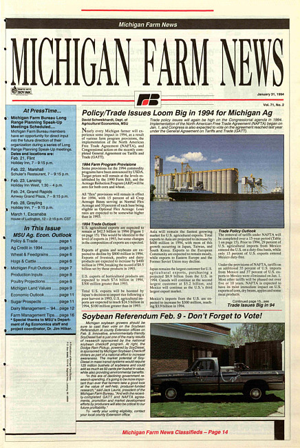 Michigan farm news : publication of Michigan Farm Bureau. (1994 January 31)