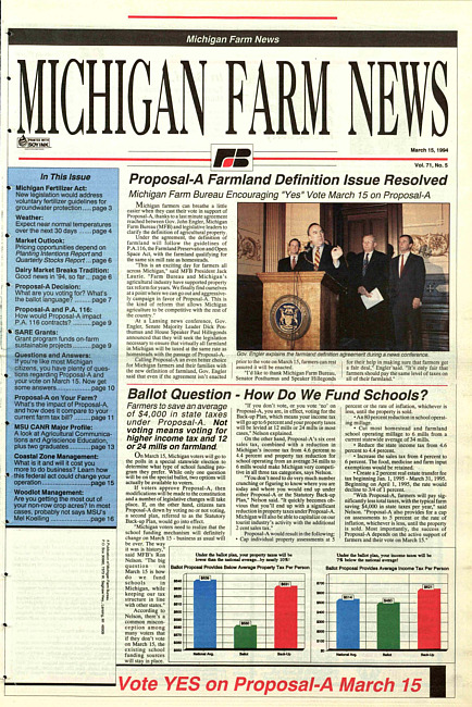 Michigan farm news : publication of Michigan Farm Bureau. (1994 March 15)
