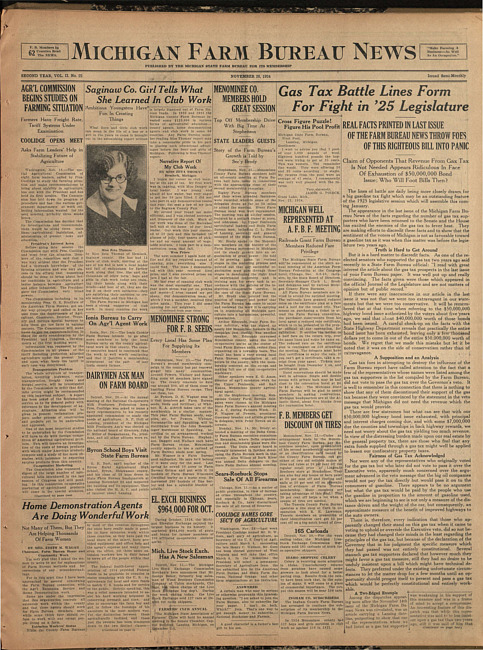 Michigan Farm Bureau news. (1924 November 28)